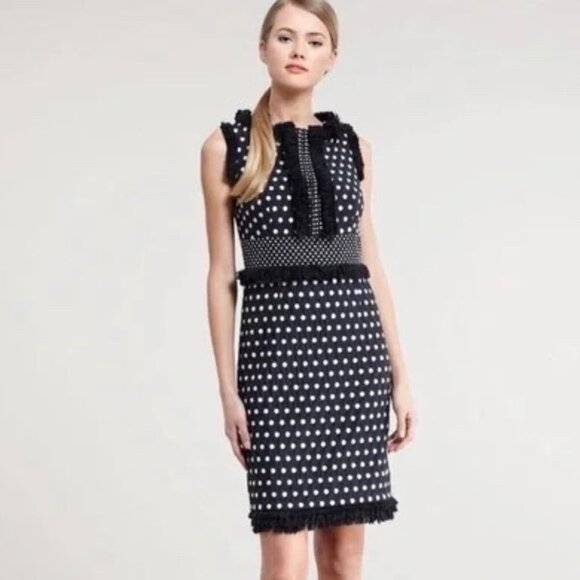 Tory Burch Dresses & Skirts - Tory Burch Evelyn Sleeveless Sheath Dress Navy Blue Polka Dot - Size 6